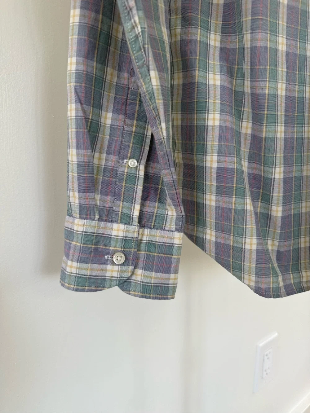 J. Crew Plaid Button-Down Shirt in Blue, Green & White